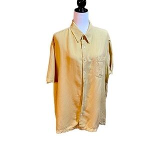 Mens Linen Blend Button Up-Collared-Shirt Sleeved Shirt - Size 2XT